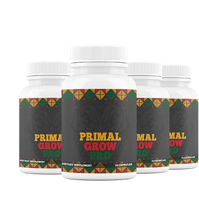 Primal Grow Pro four-bottle bundle of male vitality capsules